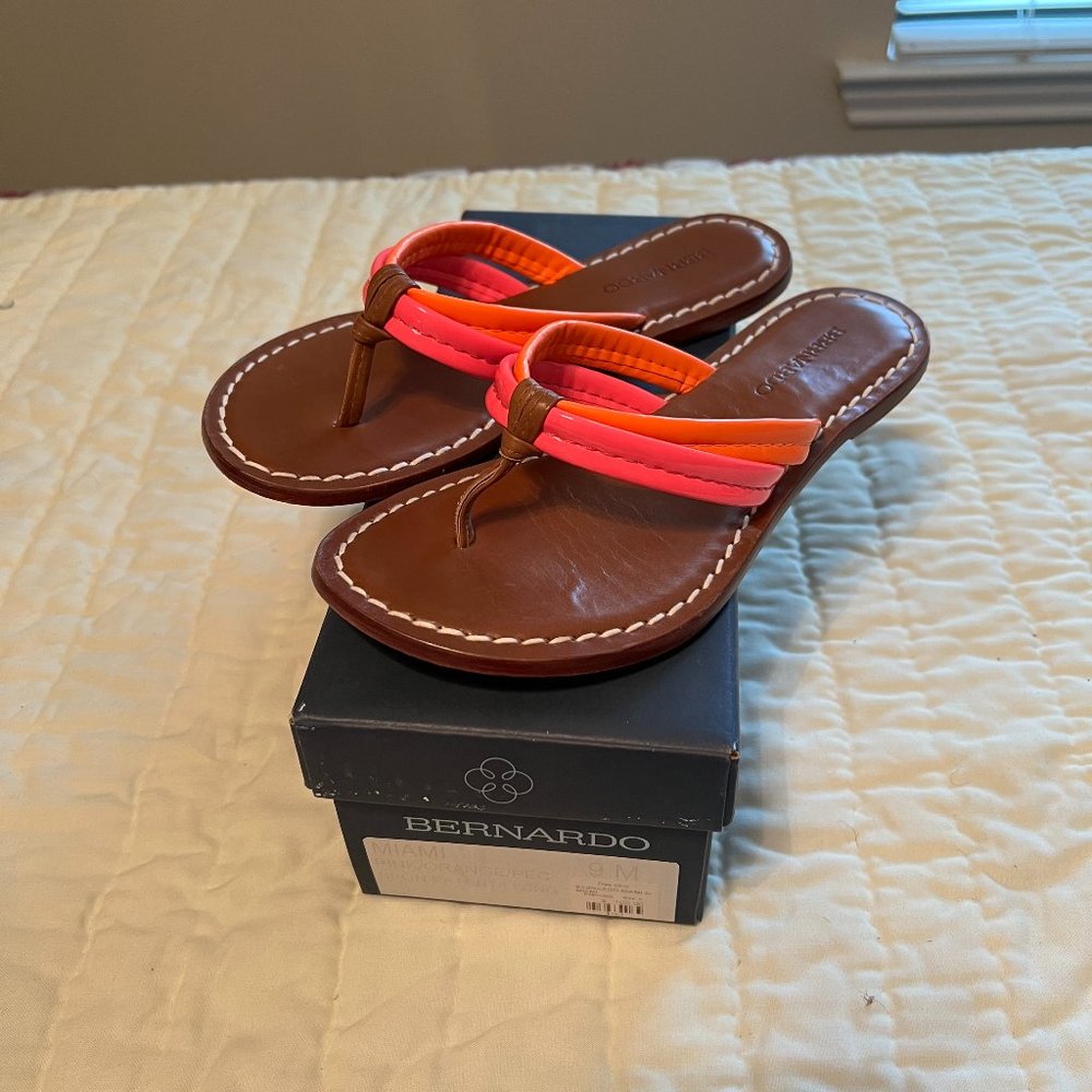 Bernado Orange/Hot Pink Sandals Size 9